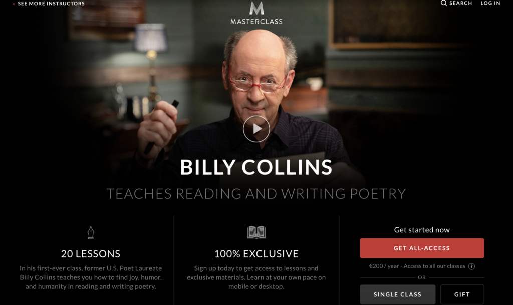 Billy Collins Teaches Reading And Writing Poetry Masterclass Review