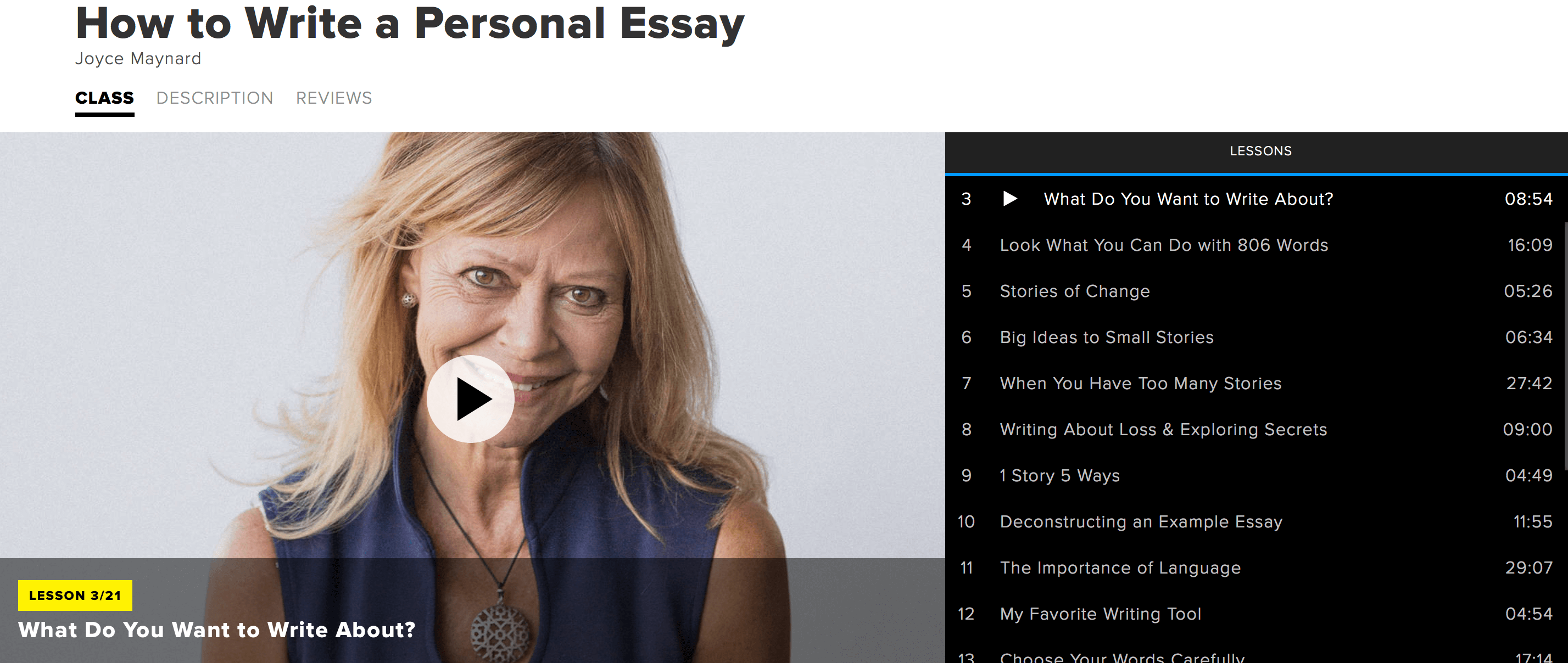 joyce maynard how to write a personal essay creative live course review